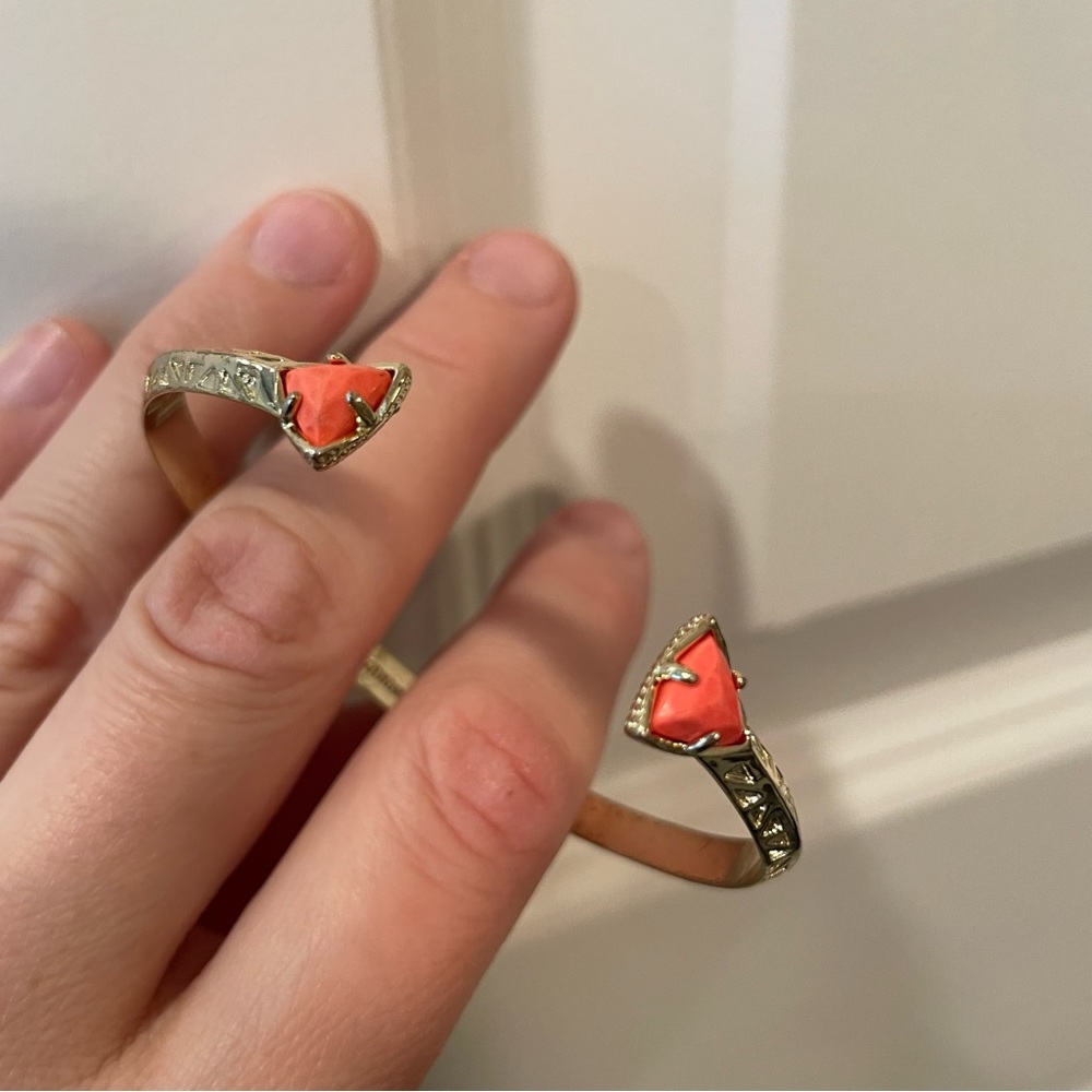 Kendra Scott gold cuff bracelet with coral gems